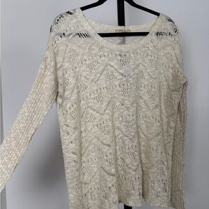 Cecio Metallic Open-Knit Sweater Top – Size S